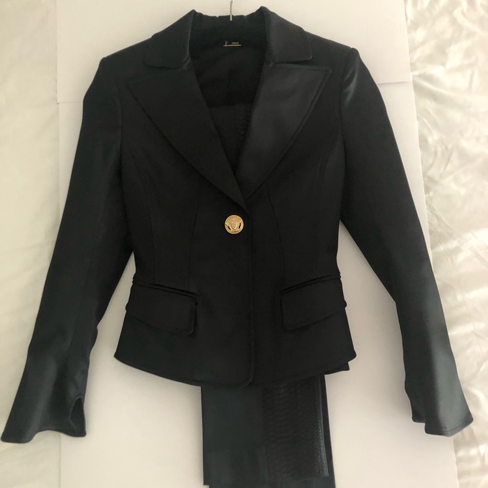 Versace Black Suit with Gold Medusa Button!